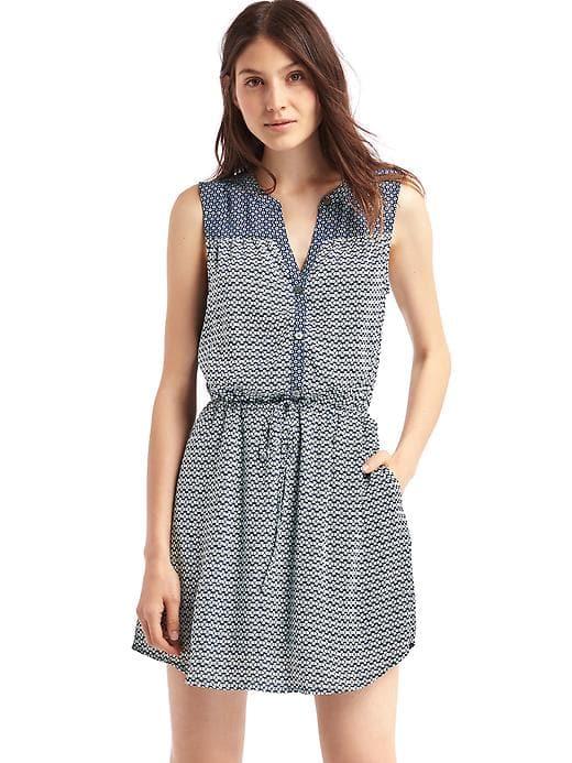 Gap Women Clover Sleeveless Shirtdress - Navy Print