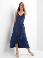 Gap Women Cami Wrap Dress - Comet Blue