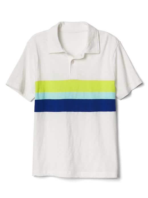 Gap Women Chest Stripe Slub Polo - New Off White