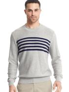 Gap Men Chest Stripe Crew Sweater - Gray/navy