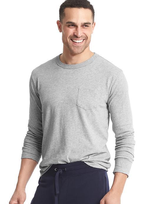 Gap Men Long Sleeve Lounge Tee - Light Heather Grey