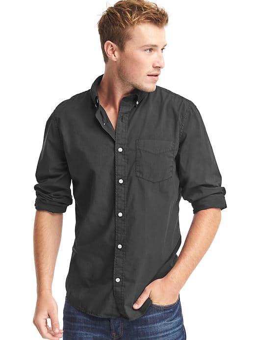 Gap Men True Wash Poplin Solid Standard Fit Shirt - Black Night