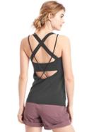 Gap Women Medium Impact Strappy Shelf Tank - True Black