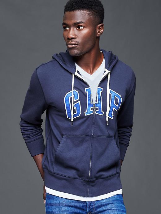 Gap Men Logo Solid Zip Hoodie - Military Blue