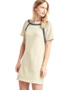 Gap Women French Terry Embroidered Dress - Stone