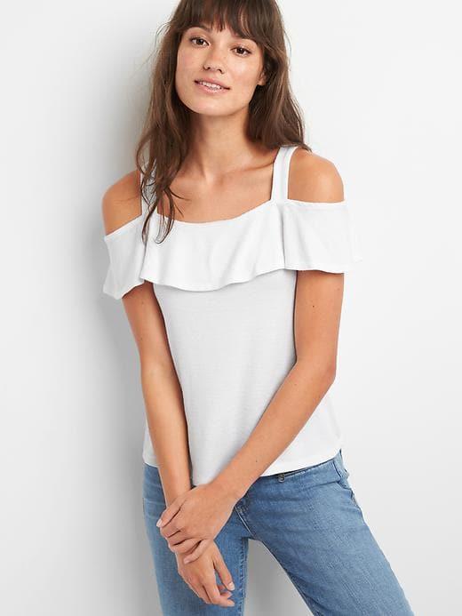 Gap Women Softspun Cold Shoulder Tee - White