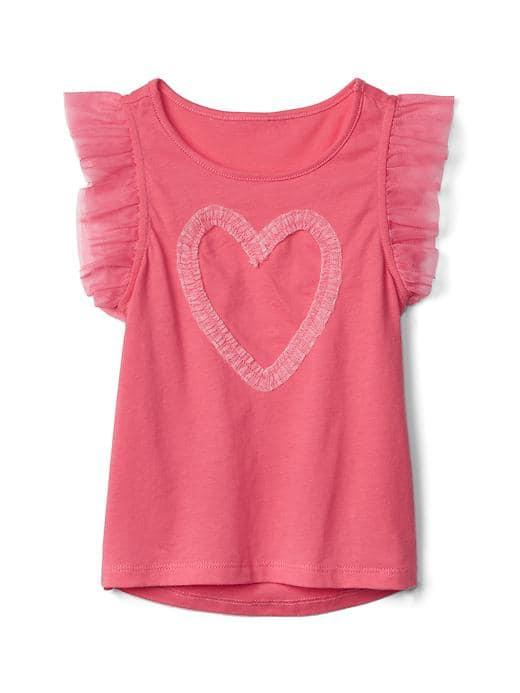 Gap Graphic Tulle Flutter Top - Pink Pop Neon