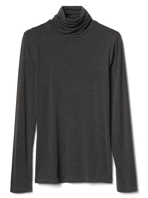 Gap Women Maximum Heat Long Sleeve Turtleneck Tee - Heather Grey