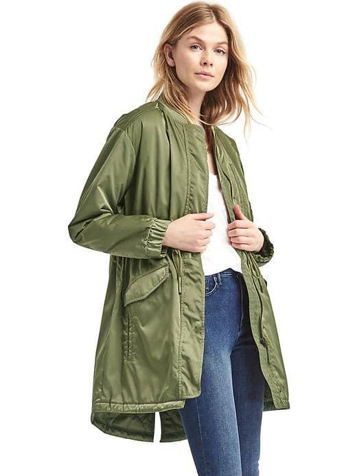 Gap Women Long Utility Bomber Parka - Walden Green