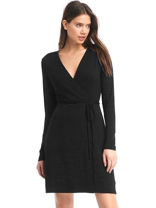 Gap Women Softspun Knit Wrap Dress - True Black
