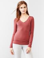 Gap Women Pure Body Long Sleeve V Neck Tee - Cosmetic Pink