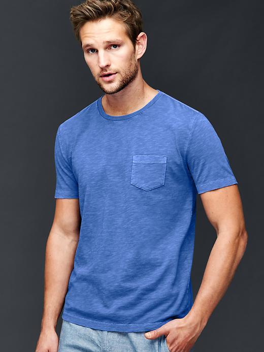 Gap Men Slub Jersey T Shirt - Brilliant Blue