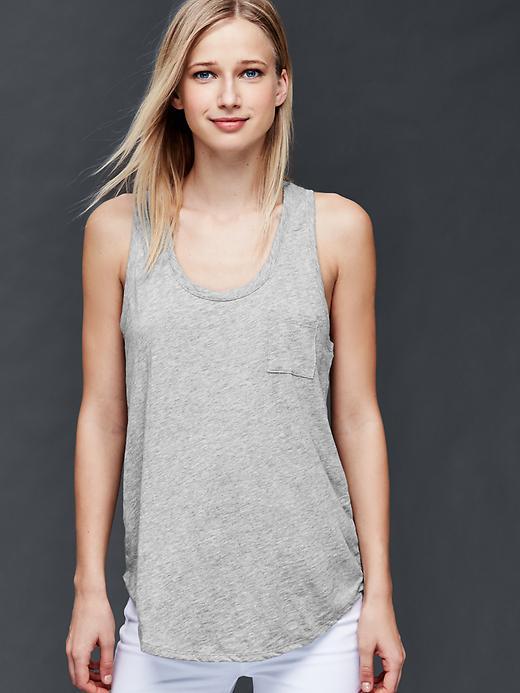 Gap Women Slub Jersey Tank - Heather Grey