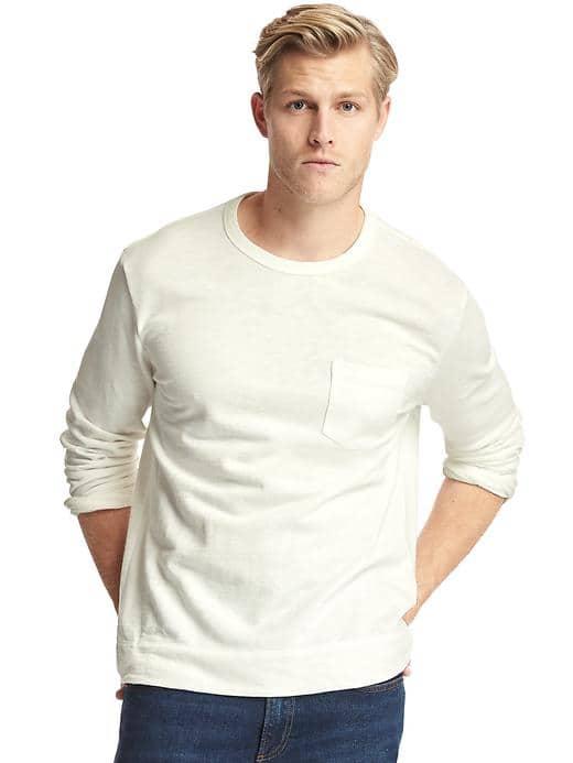 Gap Long Sleeve Pocket Tee - New Off White