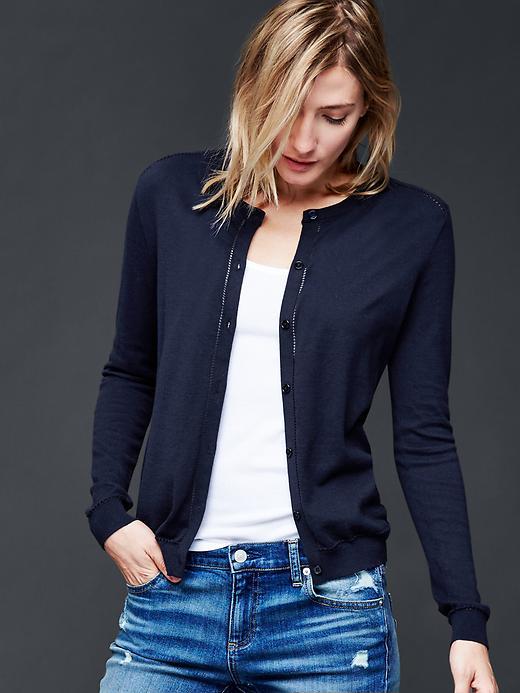 Gap Pointelle Cardigan Sweater - True Indigo