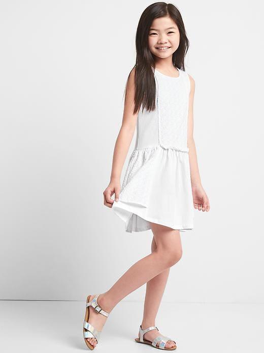 Gap Eyelet Tiered Tank Dress - White