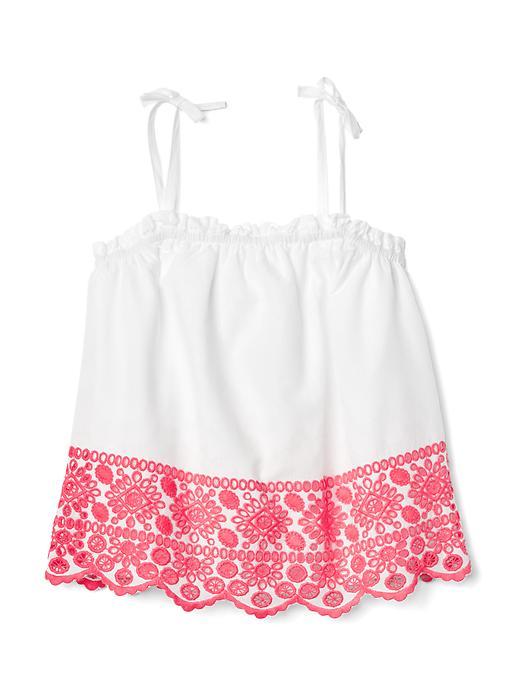 Gap Eyelet Border Bow Top - Pink Pop Neon