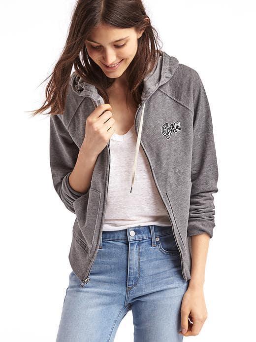 Gap Women French Terry Logo Zip Hoodie - Heather Grey