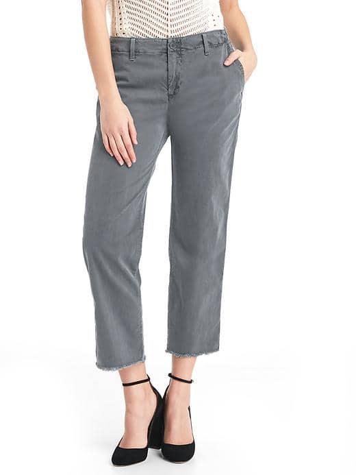 Gap Girlfriend Frayed Crop Chinos - Washed Black