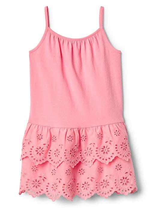 Gap Eyelet Tiered Spaghetti Dress - Coral Frost