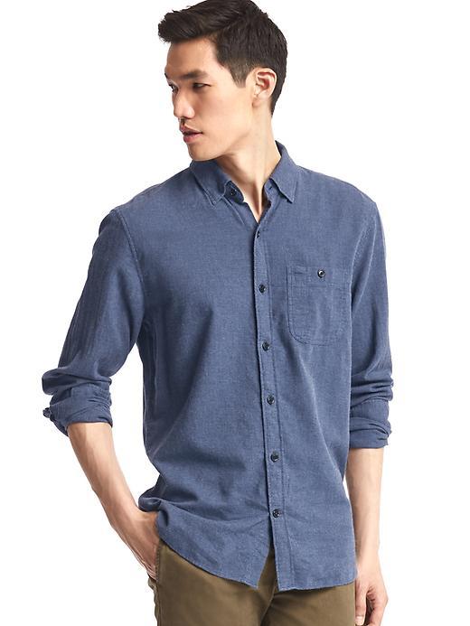 Gap Men Flannel Heathered Shirt - Navy Heather