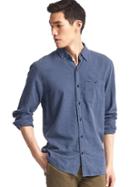 Gap Men Flannel Heathered Shirt - Navy Heather