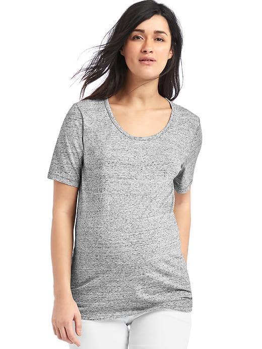 Gap Women Short Sleeve Scoop Vintage Wash Tee - Light Heather Grey