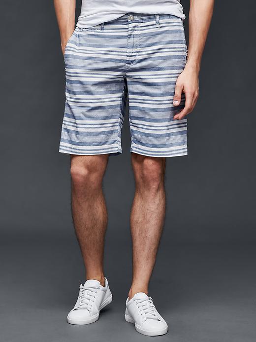 Gap Men Everyday Oxford Stripe Shorts 10 - Blue Stripe