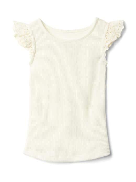 Gap Crochet Sleeve Tee - Ivory Frost