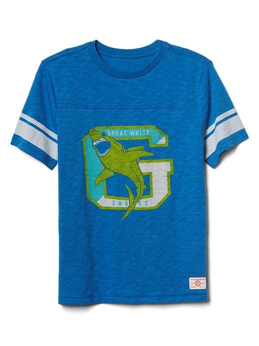 Gap Women Graphic Slub Football Tee - Mascot Blue
