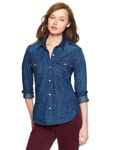 Gap 1969 Printed Denim Shirt - Cheetah