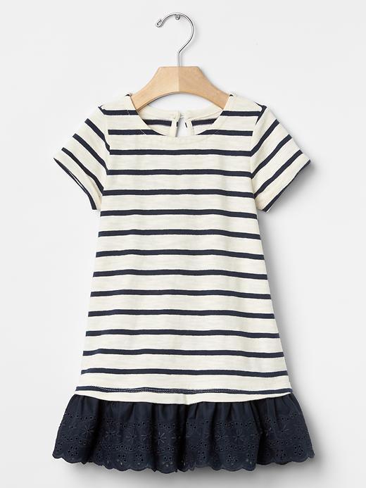 Gap Mix Fabric Shift Dress - Blue Stripe
