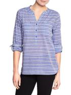 Gap Women Factory Convertible Popover Shirt - Blue Stripe