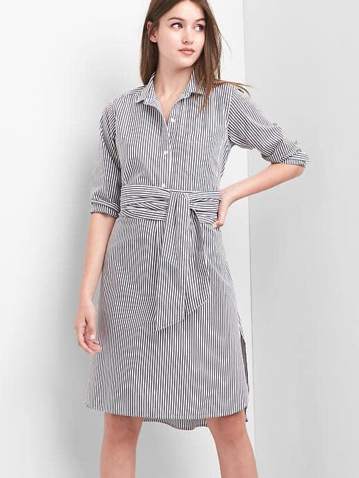 Gap Stripe Wrap Belt Shirtdress - Blue Stripe