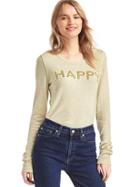 Gap Happy Intarsia Crewneck Sweater - Oatmeal Heather