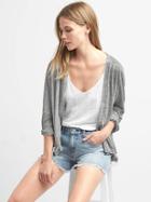 Gap Women Linen Batwing Open Front Cardigan - Heather Grey