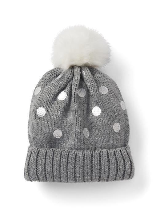 Gap Pom Pom Foil Dot Beanie - Light Heather Gray