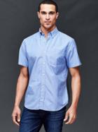 Gap Men Solid Short Sleeve Oxford Shirt - Imperial Blue