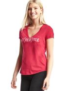 Gap Women X Red V Neck Tee - Red