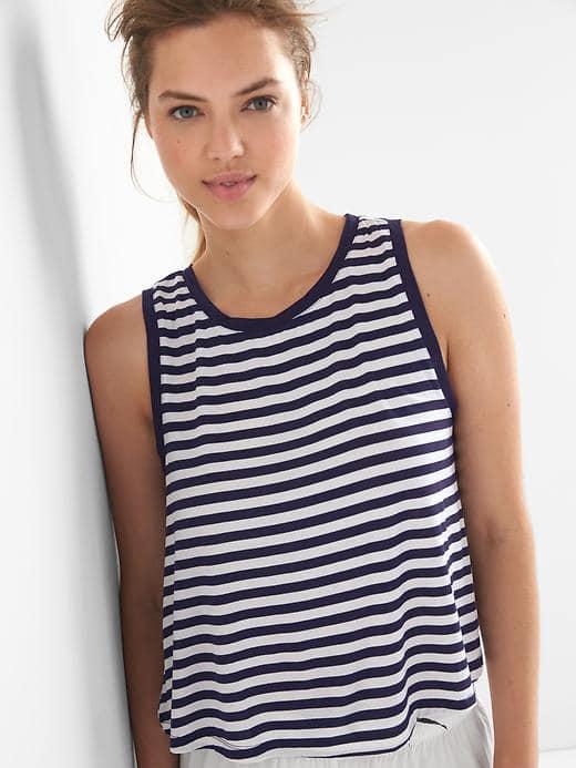 Gap Women Graphic Modal Crop Sleep Tank - Aloha Stripe Dark Indigo