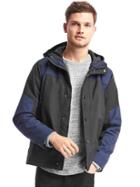 Gap Colorblock Hooded Rain Jacket - True Black