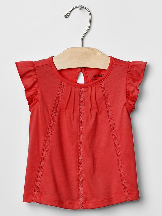 Gap Lace Trim Flutter Top - Holly Berry