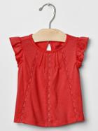Gap Lace Trim Flutter Top - Holly Berry