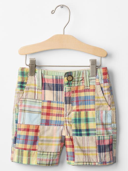 Gap Patchwork Plaid Shorts - Sand Khaki