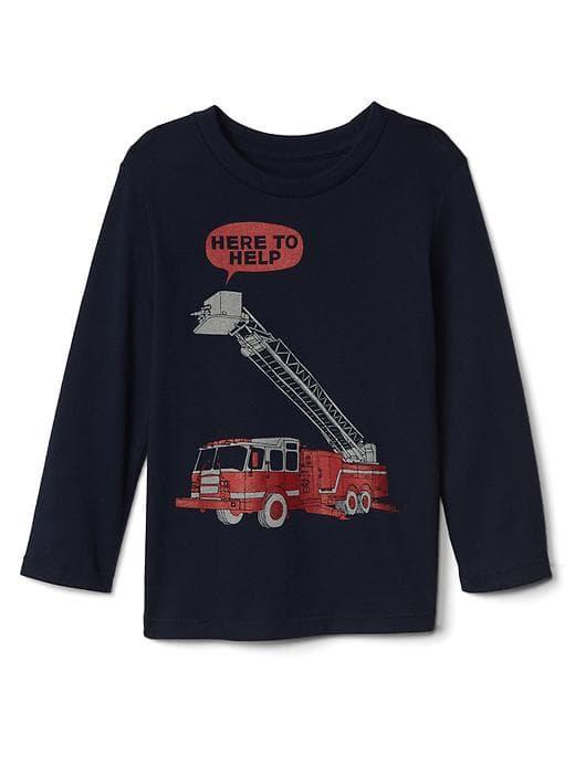 Gap Graphic Long Sleeve Crew Tee - Blue Galaxy