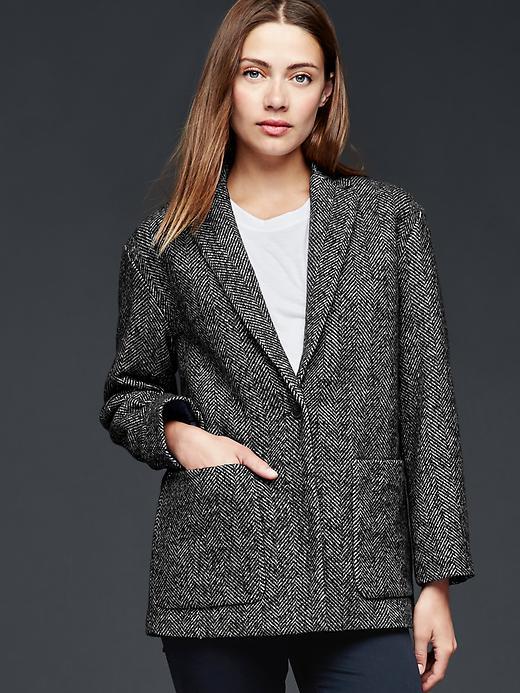 Gap Women Herringbone Blazer - Black