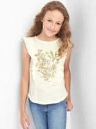 Gap Embellished Ruffle Graphic Tee - Ivory Frost