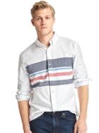 Gap Men Oxford Chest Stripe Standard Fit Shirt - White