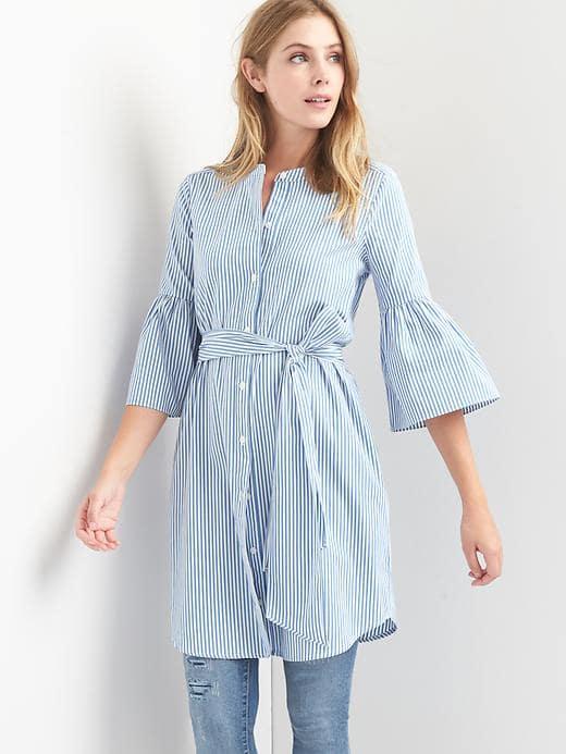 Gap Stripe Bell Shirtdress - Blue Stripe