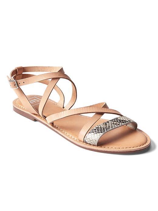 Gap Women Cross Strap Sandals - Snake Print